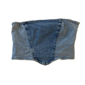 Womens Y2K Corset Denim Tube Top Size Small Side Zip Festival Cowgirl Western
